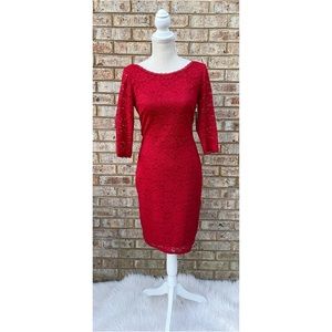 NWT Laundry by Shelli Segal Red Lace Cocktail Dress